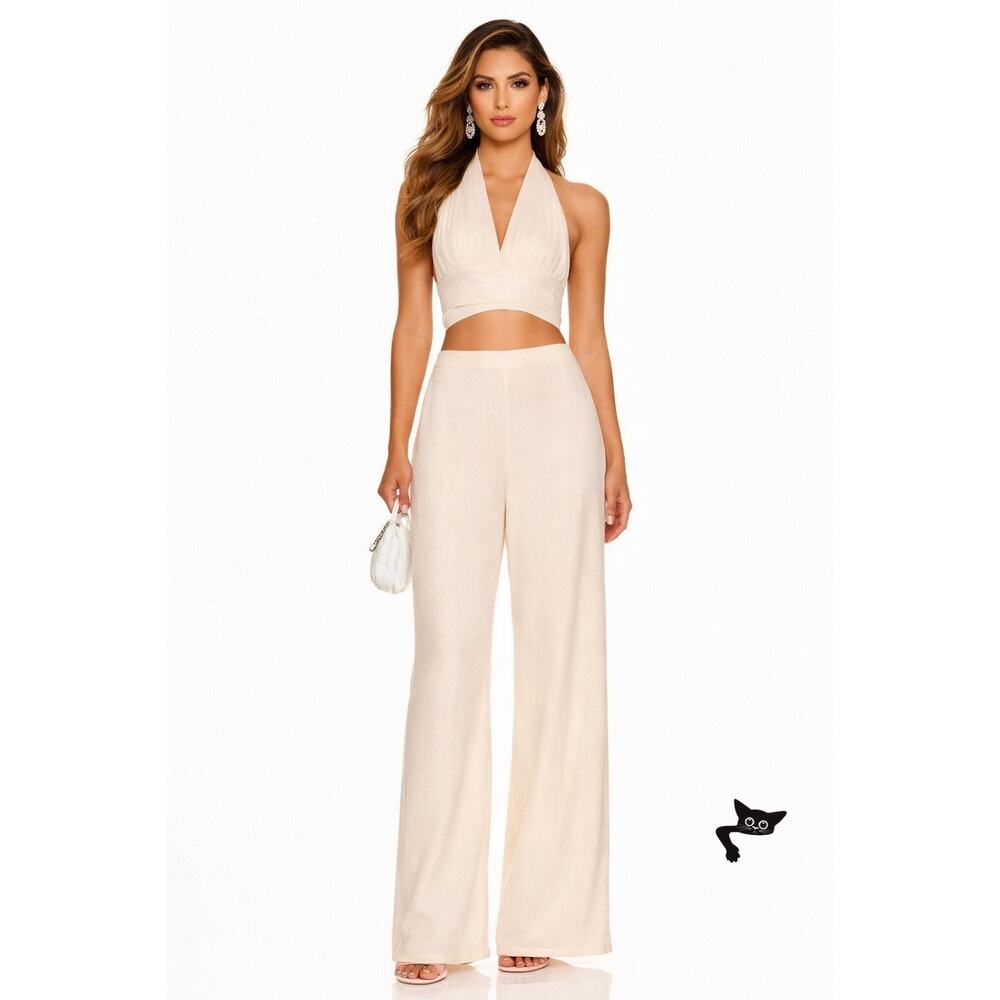 NWT L Space Santos Set Ivory Pant XS Halter Top S